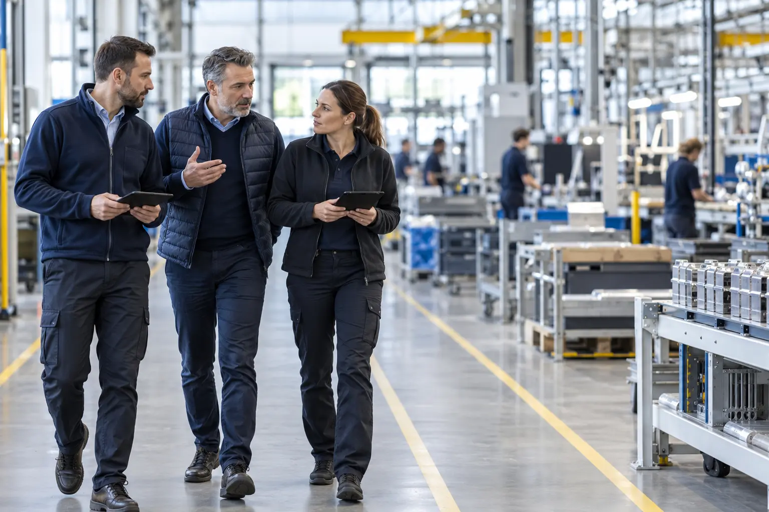 Interim manufacturing leader working with an operations management team