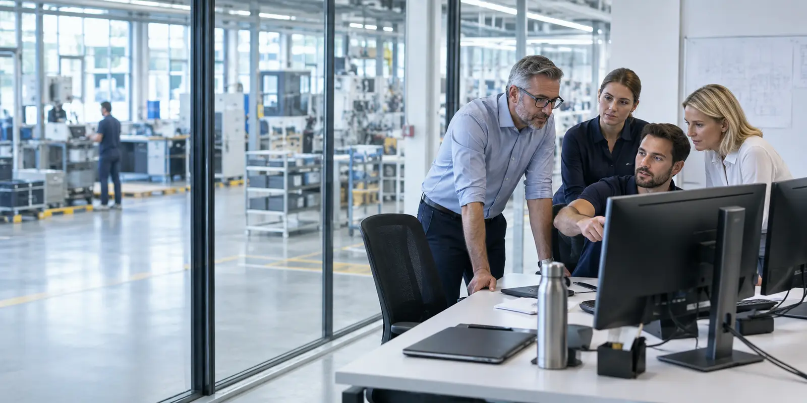 Production planning team coordinating manufacturing operations and SAP processes
